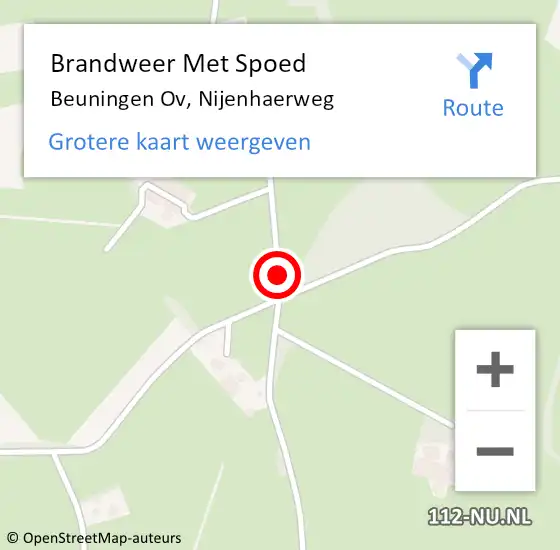 Locatie op kaart van de 112 melding: Brandweer Met Spoed Naar Beuningen Ov, Nijenhaerweg op 18 maart 2016 19:59