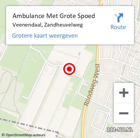 Locatie op kaart van de 112 melding: Ambulance Met Grote Spoed Naar Veenendaal, Zandheuvelweg op 18 maart 2016 20:08