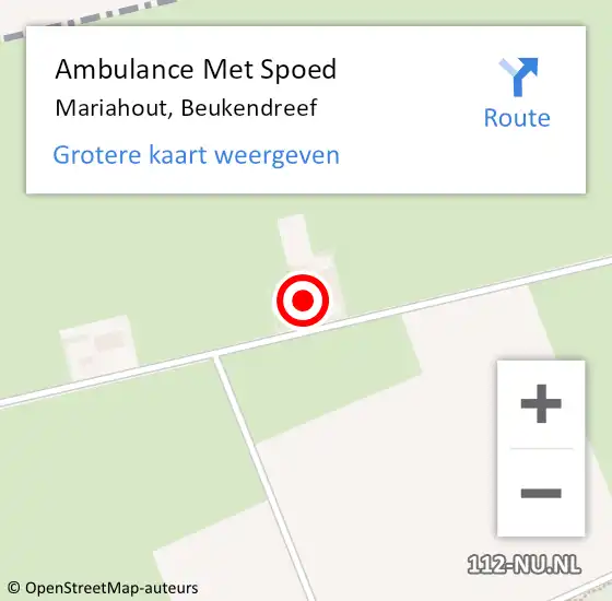 Locatie op kaart van de 112 melding: Ambulance Met Spoed Naar Mariahout, Beukendreef op 18 maart 2016 20:46