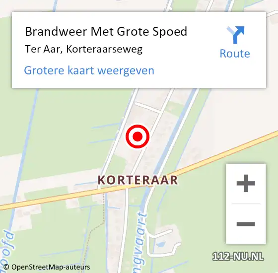 Locatie op kaart van de 112 melding: Brandweer Met Grote Spoed Naar Ter Aar, Korteraarseweg op 18 maart 2016 20:49