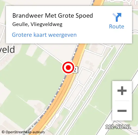 Locatie op kaart van de 112 melding: Brandweer Met Grote Spoed Naar Geulle, Vliegveldweg op 18 maart 2016 21:00