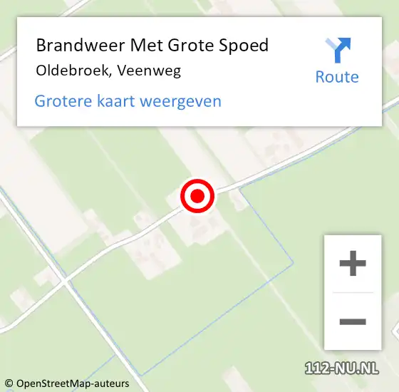 Locatie op kaart van de 112 melding: Brandweer Met Grote Spoed Naar Oldebroek, Veenweg op 18 maart 2016 21:32