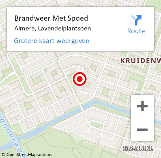 Locatie op kaart van de 112 melding: Brandweer Met Spoed Naar Almere, Lavendelplantsoen op 18 maart 2016 21:43