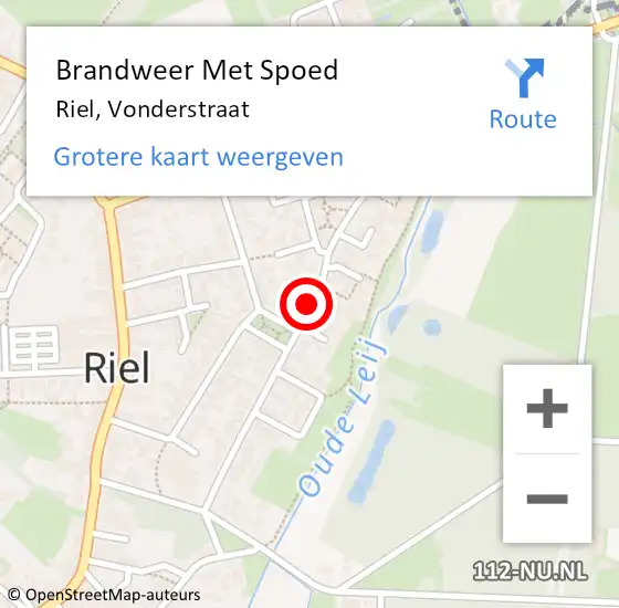 Locatie op kaart van de 112 melding: Brandweer Met Spoed Naar Riel, Vonderstraat op 18 maart 2016 21:50