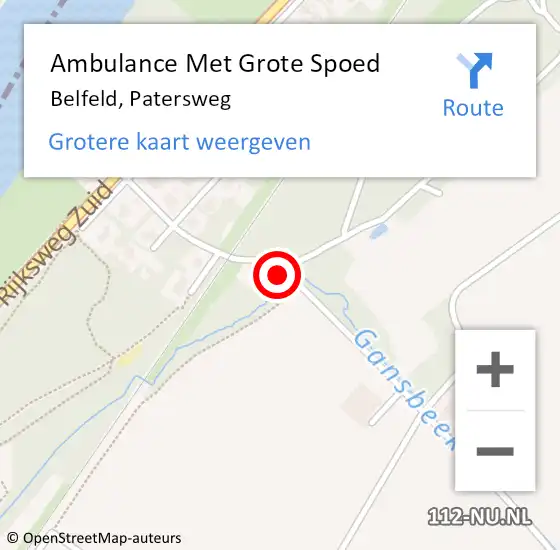 Locatie op kaart van de 112 melding: Ambulance Met Grote Spoed Naar Belfeld, Patersweg op 18 maart 2016 21:56