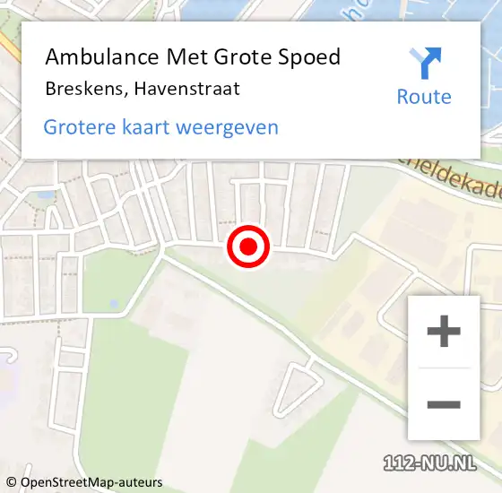 Locatie op kaart van de 112 melding: Ambulance Met Grote Spoed Naar Breskens, Havenstraat op 18 maart 2016 22:41