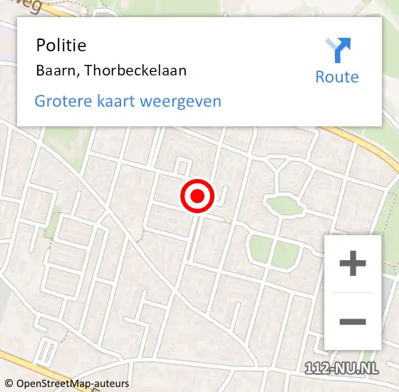 Locatie op kaart van de 112 melding: Politie Baarn, Thorbeckelaan op 18 maart 2016 22:48