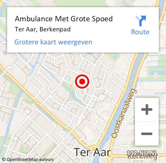 Locatie op kaart van de 112 melding: Ambulance Met Grote Spoed Naar Ter Aar, Berkenpad op 18 maart 2016 23:44