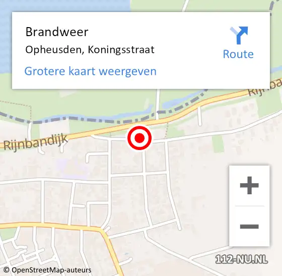 Locatie op kaart van de 112 melding: Brandweer Opheusden, Koningsstraat op 19 maart 2016 01:02