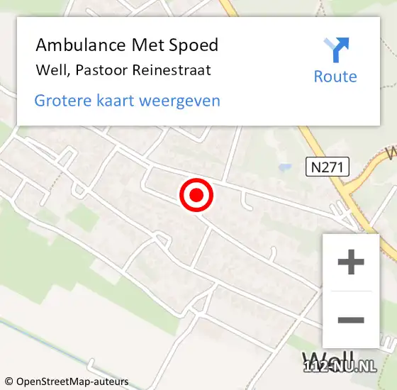 Locatie op kaart van de 112 melding: Ambulance Met Spoed Naar Well, Pastoor Reinestraat op 19 maart 2016 02:11