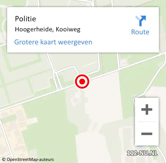 Locatie op kaart van de 112 melding: Politie Hoogerheide, Kooiweg op 9 december 2013 12:23