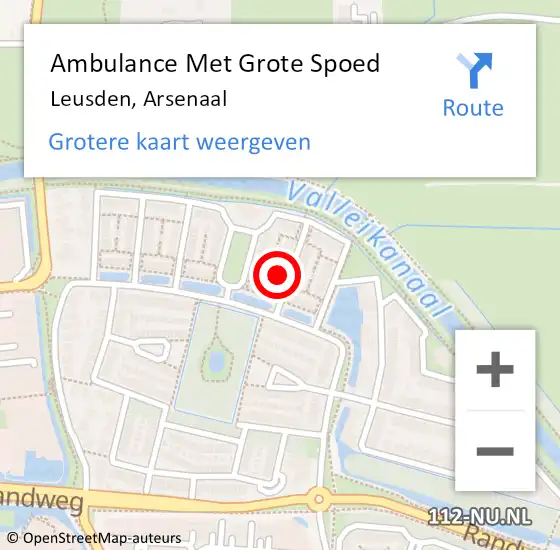 Locatie op kaart van de 112 melding: Ambulance Met Grote Spoed Naar Leusden, Arsenaal op 19 maart 2016 04:45