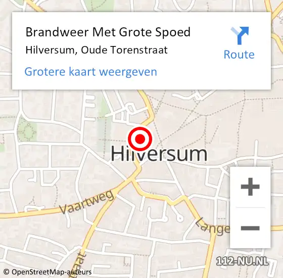 Locatie op kaart van de 112 melding: Brandweer Met Grote Spoed Naar Hilversum, Oude Torenstraat op 19 maart 2016 05:37