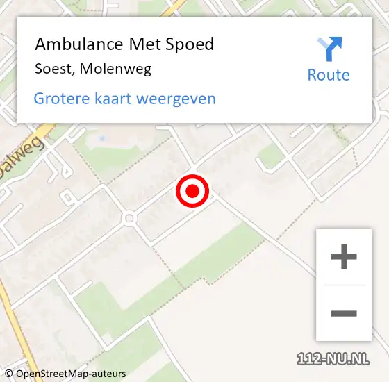 Locatie op kaart van de 112 melding: Ambulance Met Spoed Naar Soest, Molenweg op 19 maart 2016 08:23