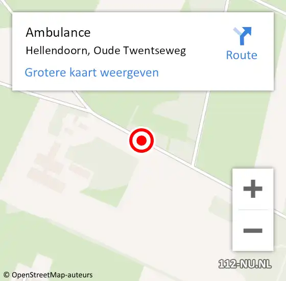 Locatie op kaart van de 112 melding: Ambulance Hellendoorn, Oude Twentseweg op 19 maart 2016 08:48