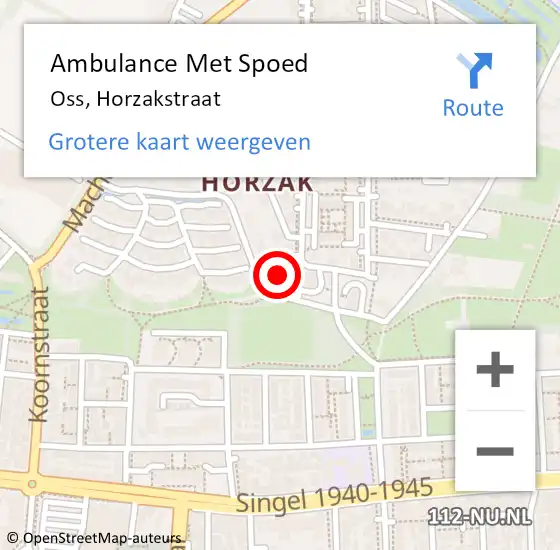 Locatie op kaart van de 112 melding: Ambulance Met Spoed Naar Oss, Horzakstraat op 19 maart 2016 08:55