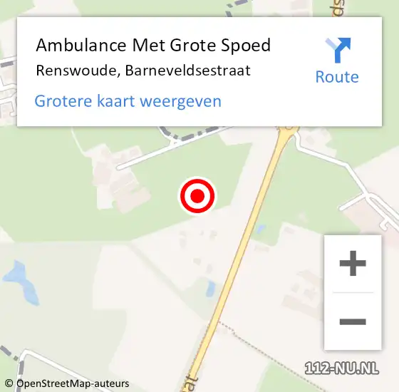 Locatie op kaart van de 112 melding: Ambulance Met Grote Spoed Naar Renswoude, Barneveldsestraat op 19 maart 2016 08:59