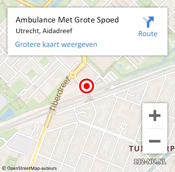 Locatie op kaart van de 112 melding: Ambulance Met Grote Spoed Naar Utrecht, Aidadreef op 19 maart 2016 09:11