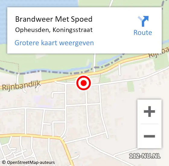 Locatie op kaart van de 112 melding: Brandweer Met Spoed Naar Opheusden, Koningsstraat op 19 maart 2016 09:44