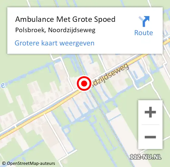 Locatie op kaart van de 112 melding: Ambulance Met Grote Spoed Naar Polsbroek, Noordzijdseweg op 19 maart 2016 10:18