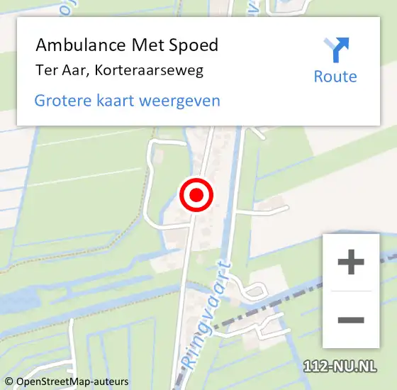 Locatie op kaart van de 112 melding: Ambulance Met Spoed Naar Ter Aar, Korteraarseweg op 19 maart 2016 10:24