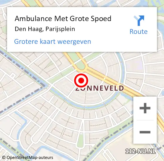 Locatie op kaart van de 112 melding: Ambulance Met Grote Spoed Naar Den Haag, Parijsplein op 19 maart 2016 10:24