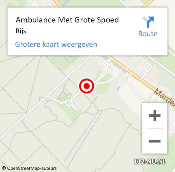Locatie op kaart van de 112 melding: Ambulance Met Grote Spoed Naar Rijs op 9 december 2013 12:59