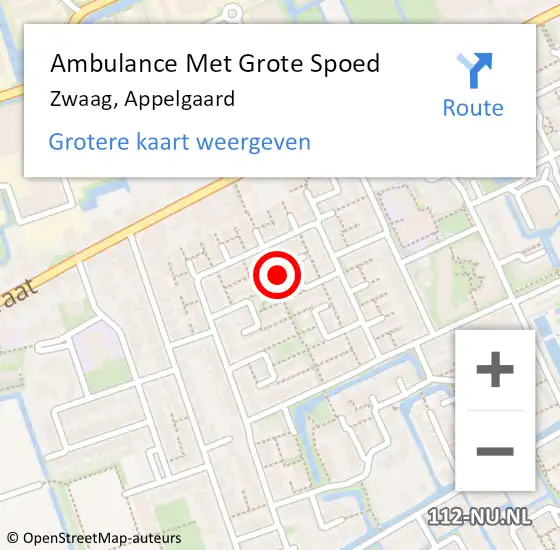 Locatie op kaart van de 112 melding: Ambulance Met Grote Spoed Naar Zwaag, Appelgaard op 19 maart 2016 15:02