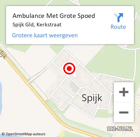 Locatie op kaart van de 112 melding: Ambulance Met Grote Spoed Naar Spijk Gld, Kerkstraat op 19 maart 2016 15:35