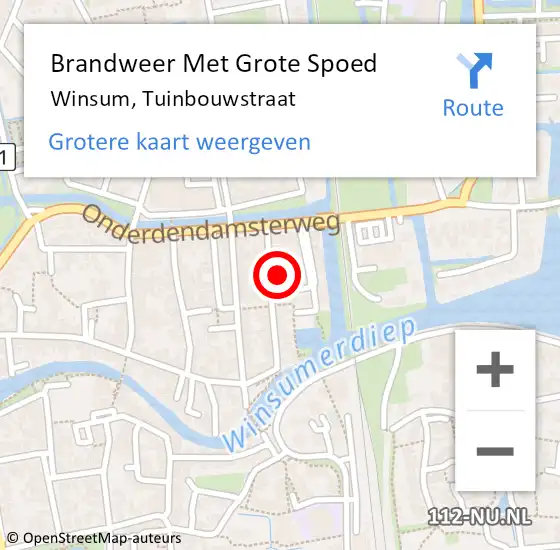 Locatie op kaart van de 112 melding: Brandweer Met Grote Spoed Naar Winsum, Tuinbouwstraat op 19 maart 2016 15:36