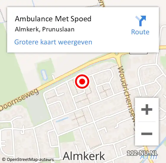 Locatie op kaart van de 112 melding: Ambulance Met Spoed Naar Almkerk, Prunuslaan op 19 maart 2016 15:36