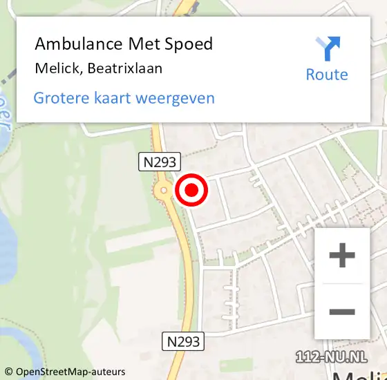 Locatie op kaart van de 112 melding: Ambulance Met Spoed Naar Melick, Beatrixlaan op 19 maart 2016 15:58