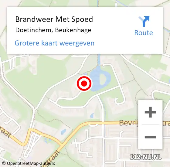 Locatie op kaart van de 112 melding: Brandweer Met Spoed Naar Doetinchem, Beukenhage op 19 maart 2016 16:11