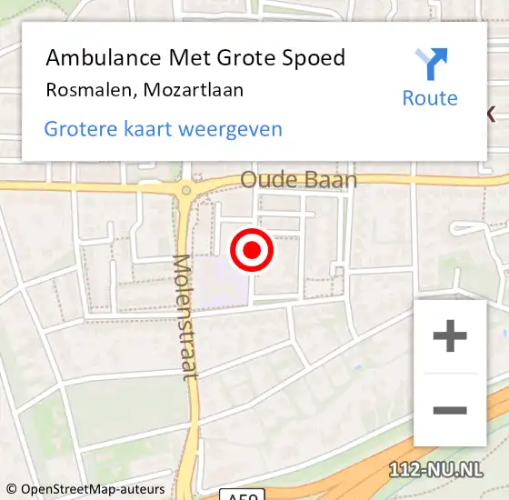 Locatie op kaart van de 112 melding: Ambulance Met Grote Spoed Naar Rosmalen, Mozartlaan op 19 maart 2016 16:15