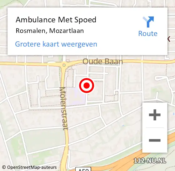 Locatie op kaart van de 112 melding: Ambulance Met Spoed Naar Rosmalen, Mozartlaan op 19 maart 2016 16:15