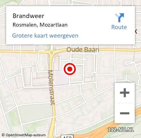 Locatie op kaart van de 112 melding: Brandweer Rosmalen, Mozartlaan op 19 maart 2016 16:15