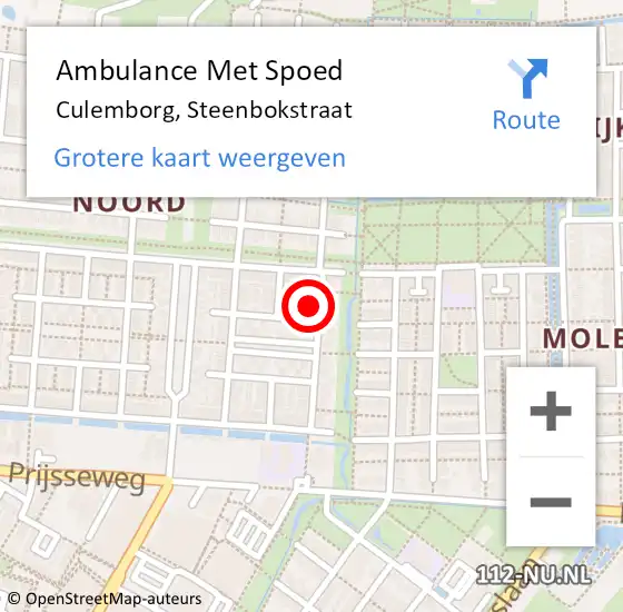 Locatie op kaart van de 112 melding: Ambulance Met Spoed Naar Culemborg, Steenbokstraat op 19 maart 2016 16:46