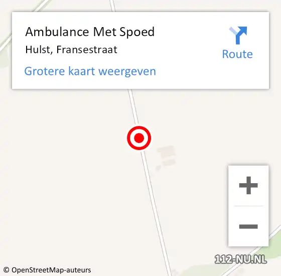 Locatie op kaart van de 112 melding: Ambulance Met Spoed Naar Hulst, Fransestraat op 19 maart 2016 16:48