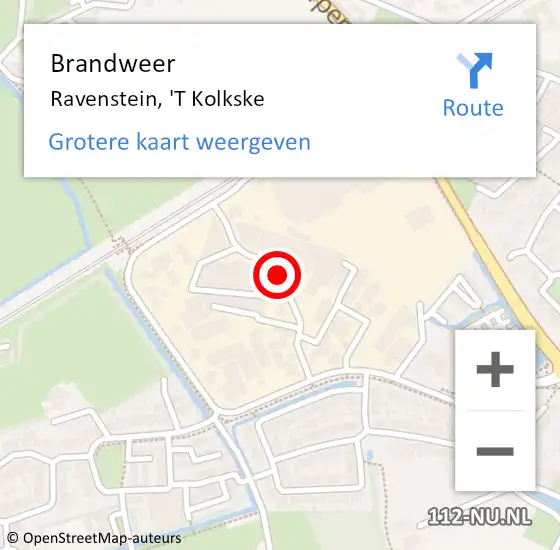 Locatie op kaart van de 112 melding: Brandweer Ravenstein, 'T Kolkske op 19 maart 2016 17:13