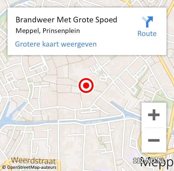 Locatie op kaart van de 112 melding: Brandweer Met Grote Spoed Naar Meppel, Prinsenplein op 19 maart 2016 17:18