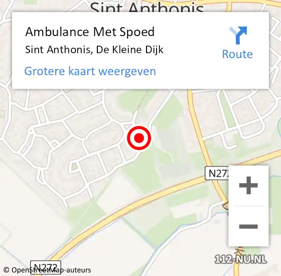 Locatie op kaart van de 112 melding: Ambulance Met Spoed Naar Sint Anthonis, De Kleine Dijk op 19 maart 2016 17:38