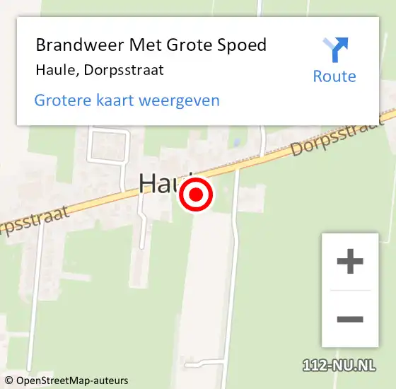 Locatie op kaart van de 112 melding: Brandweer Met Grote Spoed Naar Haule, Dorpsstraat op 19 maart 2016 18:44