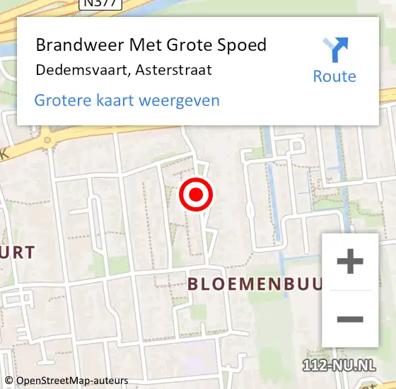 Locatie op kaart van de 112 melding: Brandweer Met Grote Spoed Naar Dedemsvaart, Asterstraat op 19 maart 2016 19:27