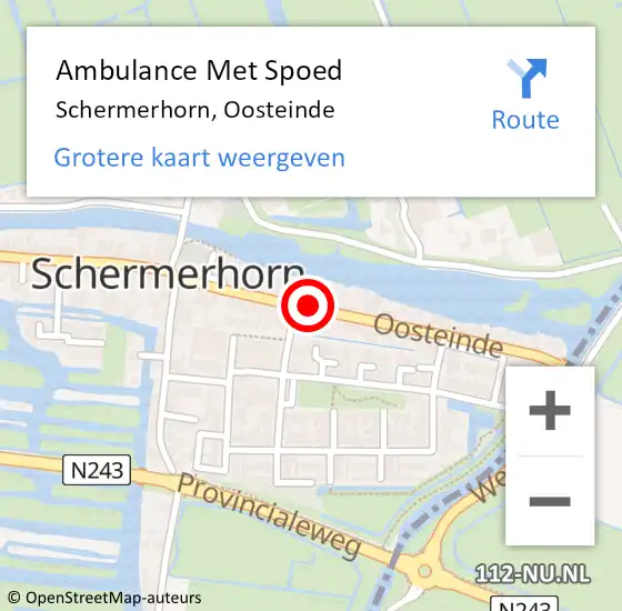 Locatie op kaart van de 112 melding: Ambulance Met Spoed Naar Schermerhorn, Oosteinde op 19 maart 2016 19:55