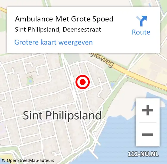 Locatie op kaart van de 112 melding: Ambulance Met Grote Spoed Naar Sint Philipsland, Deensestraat op 19 maart 2016 19:55