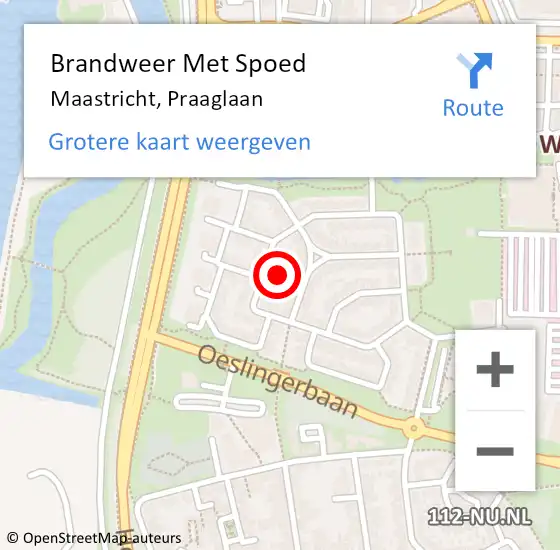 Locatie op kaart van de 112 melding: Brandweer Met Spoed Naar Maastricht, Praaglaan op 19 maart 2016 20:34