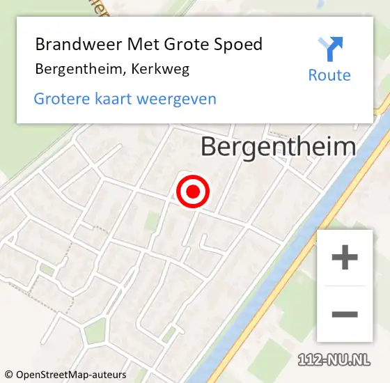 Locatie op kaart van de 112 melding: Brandweer Met Grote Spoed Naar Bergentheim, Kerkweg op 19 maart 2016 20:36