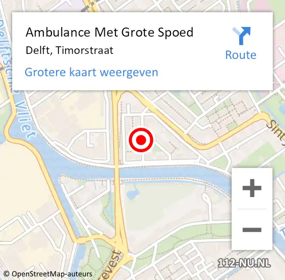 Locatie op kaart van de 112 melding: Ambulance Met Grote Spoed Naar Delft, Timorstraat op 19 maart 2016 21:22