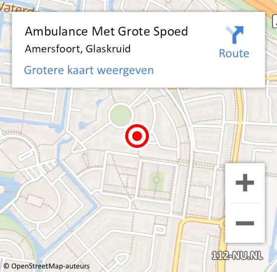 Locatie op kaart van de 112 melding: Ambulance Met Grote Spoed Naar Amersfoort, Glaskruid op 19 maart 2016 22:08