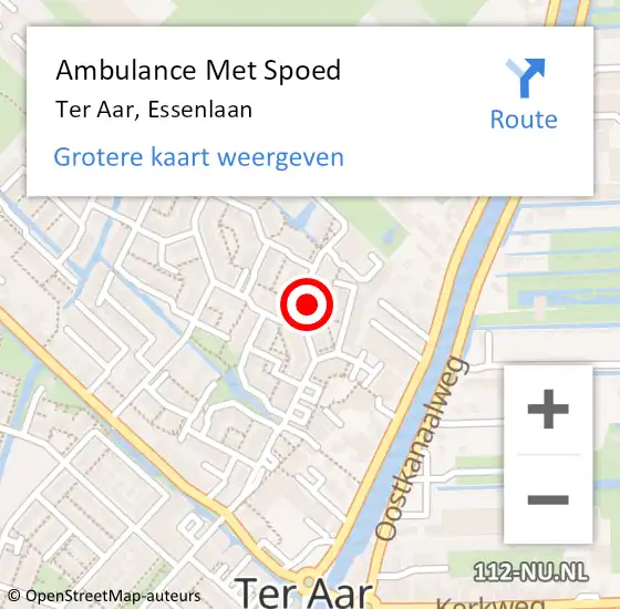 Locatie op kaart van de 112 melding: Ambulance Met Spoed Naar Ter Aar, Essenlaan op 19 maart 2016 23:06